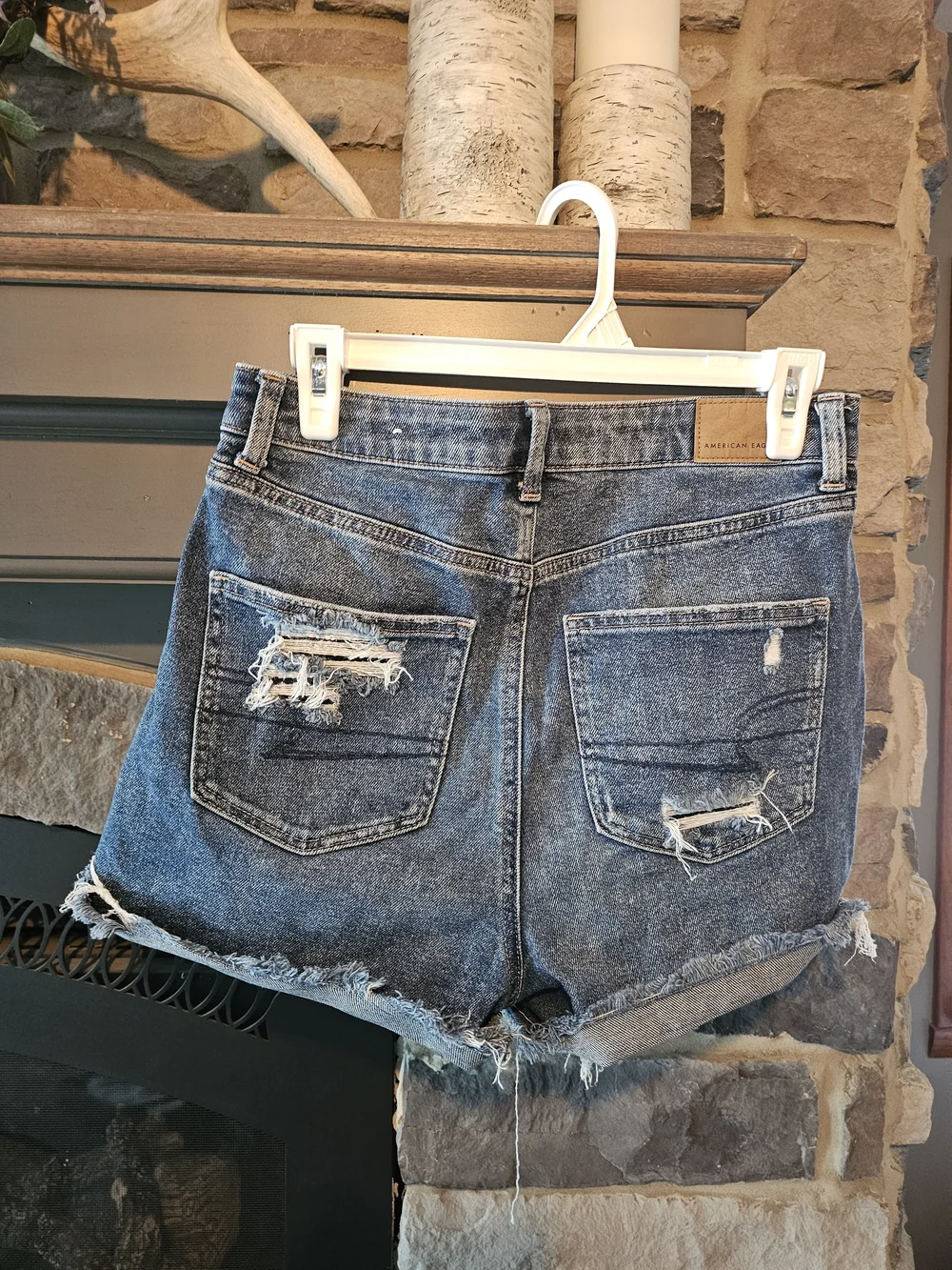 American Eagle Outfitters Distressed Denim Jean Shorts - Blue